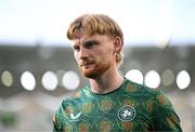 10 June 2025; Liam Scales of Republic of Ireland before the international friendly match between Luxembourg and Republic of Ireland at Stade de Luxembourg in Luxembourg. Photo by Stephen McCarthy/Sportsfile