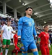 10 June 2025; Republic of Ireland goalkeeper Max O'Leary walks out for the international friendly match between Luxembourg and Republic of Ireland at Stade de Luxembourg in Luxembourg. Photo by Stephen McCarthy/Sportsfile