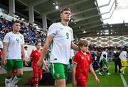 10 June 2025; Evan Ferguson of Republic of Ireland walks out for the international friendly match between Luxembourg and Republic of Ireland at Stade de Luxembourg in Luxembourg. Photo by Stephen McCarthy/Sportsfile