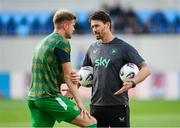 10 June 2025; Republic of Ireland assistant coach Paddy McCarthy and Nathan Collins before the international friendly match between Luxembourg and Republic of Ireland at Stade de Luxembourg in Luxembourg. Photo by Stephen McCarthy/Sportsfile