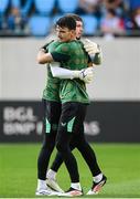10 June 2025; Republic of Ireland goalkeepers Max O'Leary and Josh Keeley before the international friendly match between Luxembourg and Republic of Ireland at Stade de Luxembourg in Luxembourg. Photo by Stephen McCarthy/Sportsfile