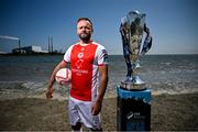 13 June 2025; Ryan McLaughlin of St Patrick's Athletic during a Football Doesn’t Stop for the Summer photocall for Virgin Media Television on Sandymount Beach in Dublin. Photo by David Fitzgerald/Sportsfile
