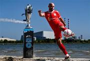 13 June 2025; Mark Coyle of Shelbourne during a Football Doesn’t Stop for the Summer photocall for Virgin Media Television on Sandymount Beach in Dublin. Photo by David Fitzgerald/Sportsfile