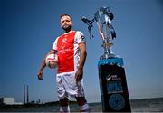 13 June 2025; Ryan McLaughlin of St Patrick's Athletic during a Football Doesn’t Stop for the Summer photocall for Virgin Media Television on Sandymount Beach in Dublin. Photo by David Fitzgerald/Sportsfile