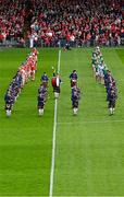 7 June 2025; A general view of the parade before the Munster GAA Hurling Senior Championship final match between Limerick and Cork at TUS Gaelic Grounds in Limerick. Photo by Piaras Ó Mídheach/Sportsfile