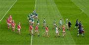 7 June 2025; A general view of the parade before the Munster GAA Hurling Senior Championship final match between Limerick and Cork at TUS Gaelic Grounds in Limerick. Photo by Piaras Ó Mídheach/Sportsfile