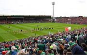 7 June 2025; A general view of the parade before the Munster GAA Hurling Senior Championship final match between Limerick and Cork at TUS Gaelic Grounds in Limerick. Photo by Piaras Ó Mídheach/Sportsfile