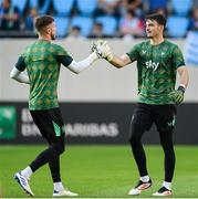 10 June 2025; Republic of Ireland goalkeepers Max O'Leary, right, and Josh Keeley before the international friendly match between Luxembourg and Republic of Ireland at Stade de Luxembourg in Luxembourg. Photo by Stephen McCarthy/Sportsfile