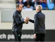 10 June 2025; Republic of Ireland assistant head coach John O'Shea, left, and goalkeeping coach Gudmundur Hreidarsson before the international friendly match between Luxembourg and Republic of Ireland at Stade de Luxembourg in Luxembourg. Photo by Stephen McCarthy/Sportsfile