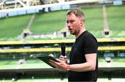 11 June 2025; MC Jamie Moore during the FAI Primary 5s Finals Day at the Aviva Stadium in Dublin. Photo by Seb Daly/Sportsfile