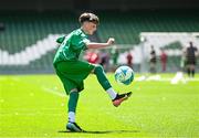 11 June 2025; Tadhg Doyle of Glanduff NS, Roscommon, during the FAI Primary 5s Finals Day at the Aviva Stadium in Dublin. Photo by Seb Daly/Sportsfile