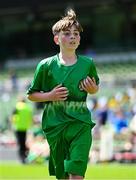 11 June 2025; Tadhg Doyle of Glanduff NS, Roscommon, during the FAI Primary 5s Finals Day at the Aviva Stadium in Dublin. Photo by Seb Daly/Sportsfile