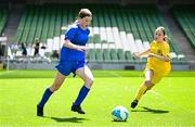 11 June 2025; Wallis Ashmore of Marshalstown NS, Wexford, during the FAI Primary 5s Finals Day at the Aviva Stadium in Dublin. Photo by Seb Daly/Sportsfile