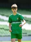 11 June 2025; Mark Macken of Cornafulla NS, Roscommon, celebrates after scoring a goal during the FAI Primary 5s Finals Day at the Aviva Stadium in Dublin. Photo by Seb Daly/Sportsfile