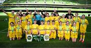 11 June 2025; Scoil Íosagáin, Buncrana, Inishowen, Donegal, players and teachers after the FAI Primary 5s Finals Day at the Aviva Stadium in Dublin. Photo by Seb Daly/Sportsfile