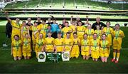 11 June 2025; Scoil Íosagáin, Buncrana, Inishowen, Donegal, players and teachers after the FAI Primary 5s Finals Day at the Aviva Stadium in Dublin. Photo by Seb Daly/Sportsfile