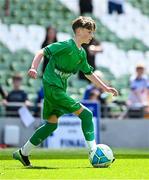 11 June 2025; Tadhg Doyle of Glanduff NS, Roscommon, during the FAI Primary 5s Finals Day at the Aviva Stadium in Dublin. Photo by Seb Daly/Sportsfile