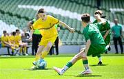 11 June 2025; Callum Mc Cormilla of St Mary’s NS, Threemilehouse, Monaghan, in action during the FAI Primary 5s Finals Day at the Aviva Stadium in Dublin. Photo by Seb Daly/Sportsfile
