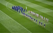 8 June 2025; Players in the parade before the Joe McDonagh Cup final match between Kildare and Laois at Croke Park in Dublin. Photo by Piaras Ó Mídheach/Sportsfile