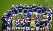 8 June 2025; Laois manager Tommy Fitzgerald speaking to his players before the Joe McDonagh Cup final match between Kildare and Laois at Croke Park in Dublin. Photo by Piaras Ó Mídheach/Sportsfile