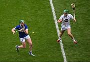 8 June 2025; Paddy Purcell of Laois in action against Jack Sheridan of Kildare during the Joe McDonagh Cup final match between Kildare and Laois at Croke Park in Dublin. Photo by Piaras Ó Mídheach/Sportsfile