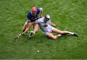 8 June 2025; David Qualter of Kildare in action against David Dooley of Laois during the Joe McDonagh Cup final match between Kildare and Laois at Croke Park in Dublin. Photo by Piaras Ó Mídheach/Sportsfile