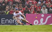 7 June 2025; Cork goalkeeper Patrick Collins saves a penalty from Tom Morrissey of Limerick in the penalty shoot-out of the Munster GAA Hurling Senior Championship final match between Limerick and Cork at TUS Gaelic Grounds in Limerick. Photo by Piaras Ó Mídheach/Sportsfile