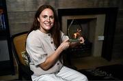 12 June 2025; Westmeath star Sarah Dillon is pictured with The Croke Park Hotel/LGFA Player of the Month award for May 2025, at The Croke Park Hotel in Jones Road, Dublin. Sarah scored 1-4 in the 2025 TG4 Leinster Final victory over Laois – and six points in the semi-final win against Wexford. Photo by Ben McShane/Sportsfile