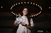 12 June 2025; Westmeath star Sarah Dillon is pictured with The Croke Park Hotel/LGFA Player of the Month award for May 2025, at The Croke Park Hotel in Jones Road, Dublin. Sarah scored 1-4 in the 2025 TG4 Leinster Final victory over Laois – and six points in the semi-final win against Wexford. Photo by Ben McShane/Sportsfile