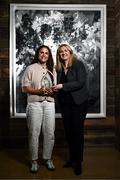 12 June 2025; Westmeath star Sarah Dillon is presented with The Croke Park Hotel/LGFA Player of the Month award for May 2025 by Sinead Chydzik, People & Culture Manager, the Croke Park Hotel, at The Croke Park Hotel in Jones Road, Dublin. Sarah scored 1-4 in the 2025 TG4 Leinster Final victory over Laois – and six points in the semi-final win against Wexford. Photo by Ben McShane/Sportsfile