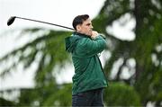 12 June 2025; Olympic Bronze Medallist in Boxing Aidan Walsh OLY on the first tee box during the annual Team Ireland Olympic Golf Fundraiser at The K Club in Kildare in support of the Make a Difference fund, helping athletes pursue their sporting dreams. Photo by Sam Barnes/Sportsfile