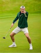 12 June 2025; David Gillick OLY celebrates a putt during the annual Team Ireland Olympic Golf Fundraiser at The K Club in Kildare in support of the Make a Difference fund, helping athletes pursue their sporting dreams. Photo by David Fitzgerald/Sportsfile