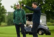 12 June 2025; TJ Kearns OLY, left, and David Matthews OLY during the annual Team Ireland Olympic Golf Fundraiser at The K Club in Kildare in support of the Make a Difference fund, helping athletes pursue their sporting dreams. Photo by David Fitzgerald/Sportsfile