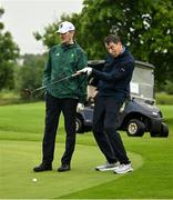 12 June 2025; TJ Kearns OLY, left, and David Matthews OLY during the annual Team Ireland Olympic Golf Fundraiser at The K Club in Kildare in support of the Make a Difference fund, helping athletes pursue their sporting dreams. Photo by David Fitzgerald/Sportsfile