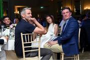 12 June 2025; Irish Olympian Thomas Barr, left, and Chief Executive of the Olympic Federation of Ireland Peter Sherrard during the annual Team Ireland Olympic Golf Fundraiser dinner at The K Club in Kildare in support of the Make a Difference fund, helping athletes pursue their sporting dreams. Photo by Matt Browne/Sportsfile