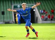 11 June 2025; Miki Jachymczak of Lusk SNS, Dublin, celebrates after scoring a goal during the FAI Primary 5s Finals Day at the Aviva Stadium in Dublin. Photo by Seb Daly/Sportsfile