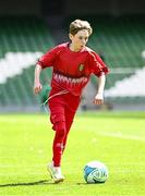 11 June 2025; John Deane Moran of Catherine McAuley School, Limerick, during the FAI Primary 5s Finals Day at the Aviva Stadium in Dublin. Photo by Seb Daly/Sportsfile