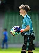 11 June 2025; Shane McLaughlin of Scoil Íosagáin, Buncrana, Inishowen, Donegal, during the FAI Primary 5s Finals Day at the Aviva Stadium in Dublin. Photo by Seb Daly/Sportsfile