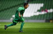 11 June 2025; Joseph Skop of Holy Family School for the Deaf, Cabra, Dublin, right, celebrates after scoring a goal during the FAI Primary 5s Finals Day at the Aviva Stadium in Dublin. Photo by Seb Daly/Sportsfile