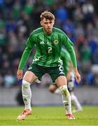 10 June 2025; Conor Bradley of Northern Ireland during the International Friendly between Northern Ireland and Iceland at Clearer Twist National Football Stadium at Windsor Park in Belfast. Photo by Ramsey Cardy/Sportsfile