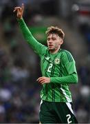 10 June 2025; Conor Bradley of Northern Ireland during the International Friendly between Northern Ireland and Iceland at Clearer Twist National Football Stadium at Windsor Park in Belfast. Photo by Ramsey Cardy/Sportsfile