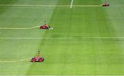 13 June 2025; A general view of the pitch watering system in position at Tolka Park before the SSE Airtricity Men's Premier Division match between Shelbourne and Shamrock Rovers at Tolka Park in Dublin. Photo by Stephen McCarthy/Sportsfile