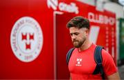 13 June 2025; Sam Bone of Shelbourne arrives for the SSE Airtricity Men's Premier Division match between Shelbourne and Shamrock Rovers at Tolka Park in Dublin. Photo by Stephen McCarthy/Sportsfile