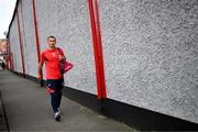 13 June 2025; Tyreke Wilson of Shelbourne arrives for the SSE Airtricity Men's Premier Division match between Shelbourne and Shamrock Rovers at Tolka Park in Dublin. Photo by Stephen McCarthy/Sportsfile