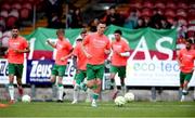 13 June 2025; Cork City players including Charlie Lyons warm up before the SSE Airtricity Men's Premier Division match between Cork City and Bohemians at Turner's Cross in Cork. Photo by Michael P Ryan/Sportsfile
