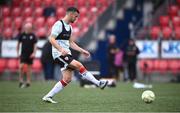 13 June 2025; Michael Duffy of Derry City before the SSE Airtricity Men's Premier Division match between Derry City and Galway United at The Ryan McBride Brandywell Stadium in Derry. Photo by Ramsey Cardy/Sportsfile