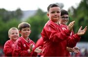 13 June 2025; St Patrick's Athletic mascots acknowledge the crowd before the SSE Airtricity Men's Premier Division match between St Patrick's Athletic and Drogheda United at Richmond Park in Dublin. Photo by Shauna Clinton/Sportsfile