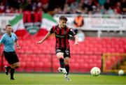 13 June 2025; Archie Meekison of Bohemians shoots to score his side's first goal during the SSE Airtricity Men's Premier Division match between Cork City and Bohemians at Turner's Cross in Cork. Photo by Michael P Ryan/Sportsfile