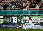 13 June 2025; Daniel Cleary of Shamrock Rovers celebrates after scoring his side's first goal during the SSE Airtricity Men's Premier Division match between Shelbourne and Shamrock Rovers at Tolka Park in Dublin. Photo by Sam Barnes/Sportsfile