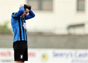13 June 2025; Oisin Duffy reacts to a missed opportunity on goal during the SSE Airtricity Men's First Division match between Athlone Town and Kerry at Athlone Town Stadium in Westmeath. Photo by Thomas Flinkow/Sportsfile